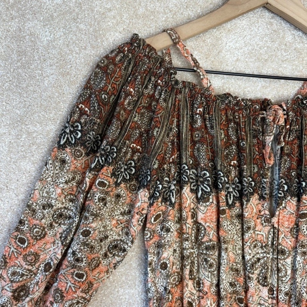 NWT FREE PEOPLE Romper Women's‎ Small Boho Paisley Bell Sleeve - Picture 3 of 12